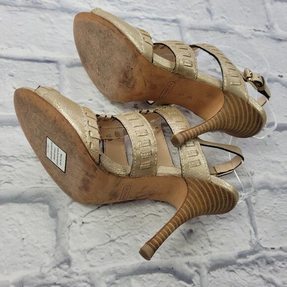 Coach 1941 Kareena Light Gold Leather T-strap Pumps size 6B - Picture 15 of 16